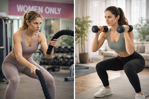 female personal trainer at home